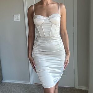 SHEIN Ivory Ruched Dress